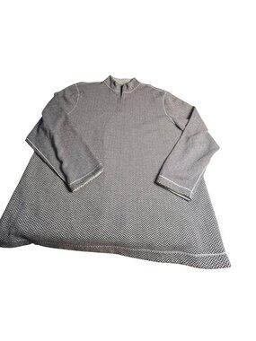 Reversible Cremieux 1/4 Zip Pullover Sweater XXL Gray Herringbone Long Sleeve